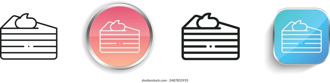cake icon. Thin Linear, Regular and Button Style Design Isolated On White Background
