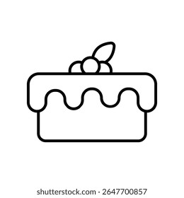 Vetor de ícone de bolo. sinal de ilustração de sobremesa. símbolo doce. Logotipo de aniversário. Ícone de padaria na web.