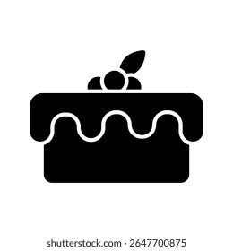 Icono de pastel Vector. signo de ilustración de postre. símbolo dulce. Logotipo de cumpleaños. Icono de Web de panadería.