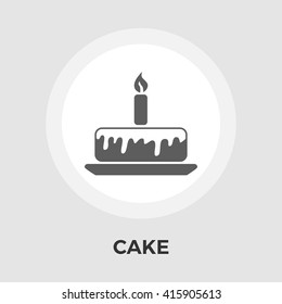 Cake icon vector. Flat icon isolated on the white background. Editable EPS file. Vector illustration.