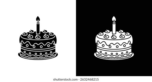 Cake icon Vector in flat style. Collection silhouettes