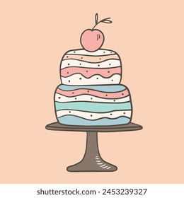Icono de pastel. Ilustración vectorial en estilo doodle.