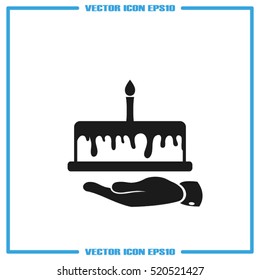 Cake icon vector illustration eps10. Isolated badge for website or app - stock infographics