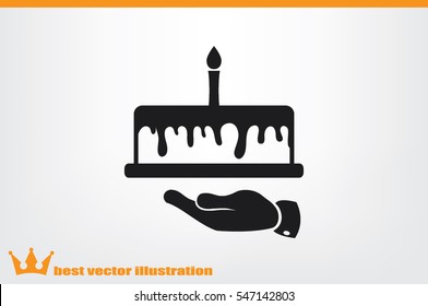 Cake icon vector illustration eps10. Isolated badge for website or app - stock infographics.