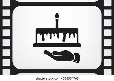 Cake icon vector illustration eps10. Isolated badge for website or app - stock infographics