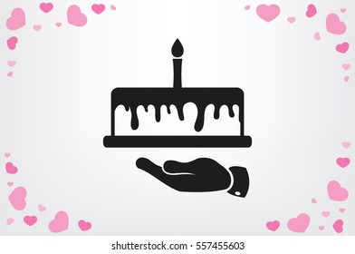 Cake icon vector illustration eps10. Isolated badge for website or app - stock infographics