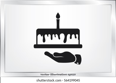 Cake icon vector illustration eps10. Isolated badge for website or app - stock infographics.