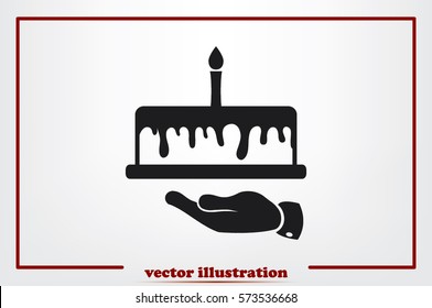 Cake icon vector illustration eps10. Isolated badge for website or app - stock infographics.