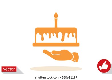 Cake icon vector illustration eps10. Isolated badge for website or app - stock infographics