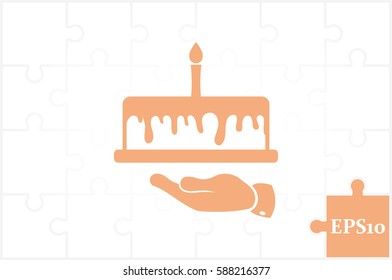Cake icon vector illustration eps10. Isolated badge for website or app - stock infographics