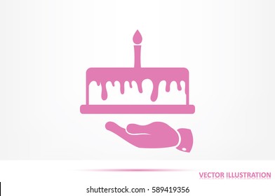 Cake icon vector illustration eps10. Isolated badge for website or app - stock infographics