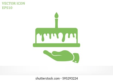 Cake icon vector illustration eps10. Isolated badge for website or app - stock infographics.