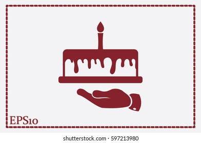 Cake icon vector illustration eps10. Isolated badge for website or app - stock infographics.