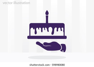 Cake icon vector illustration eps10. Isolated badge for website or app - stock infographics