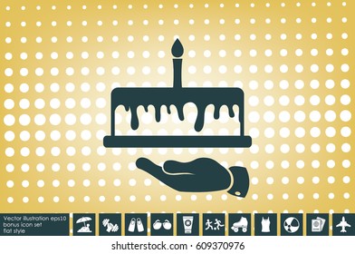Cake icon vector illustration eps10. Isolated badge for website or app - stock infographics