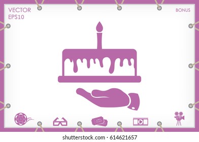 Cake icon vector illustration eps10. Isolated badge for website or app - stock infographics