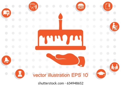 Cake icon vector illustration eps10. Isolated badge for website or app - stock infographics