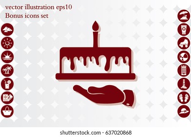 Cake icon vector illustration eps10. Isolated badge for website or app - stock infographics