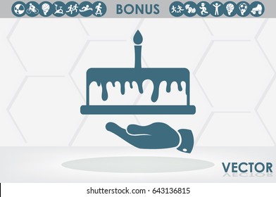 Cake icon vector illustration eps10. Isolated badge for website or app - stock infographics