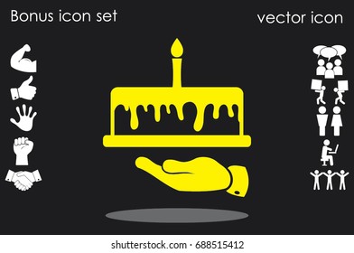 Cake icon vector illustration eps10. Isolated badge for website or app - stock infographics