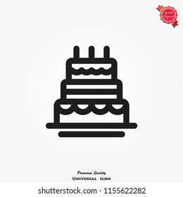Cake icon vector illustration. Happy birthday symbol, cake for birthday celebration
