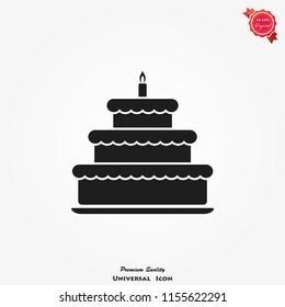 Cake icon vector illustration. Happy birthday symbol, cake for birthday celebration