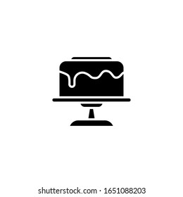 Cake icon vector illustration. Happy birthday. Sweet Chocolate Cake Dessert with Creme icon. Trendy Flat style for graphic design, Web site, UI. EPS10. Vector illustration.