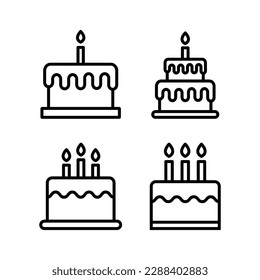 Ilustración vectorial de icono de copo. Símbolo y signo de torta. Icono de pastel de cumpleaños