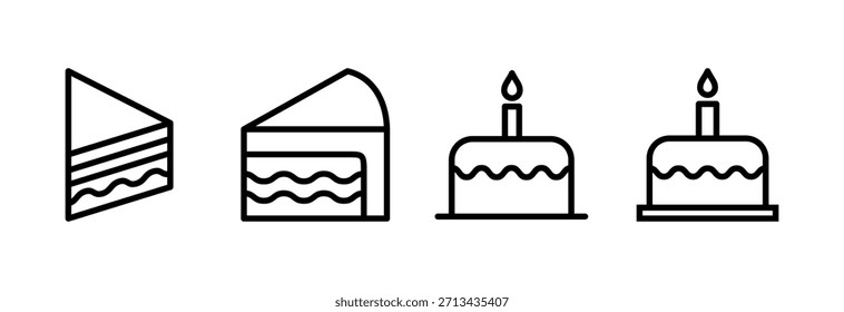 Icono de pastel Ilustración vectorial. Señal de la torta y símbolo. Icono de pastel de cumpleaños