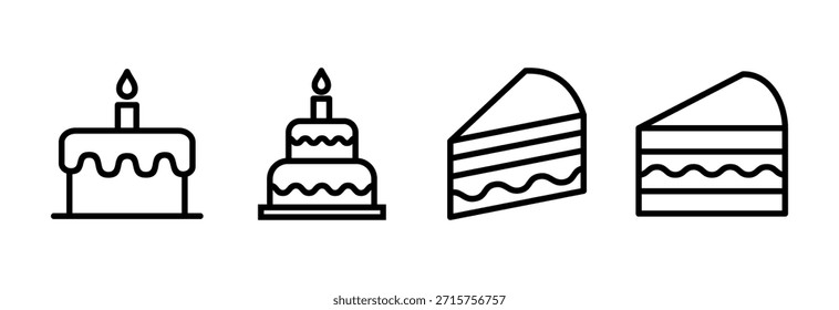 Icono de pastel Ilustración vectorial. Señal de la torta y símbolo. Icono de pastel de cumpleaños