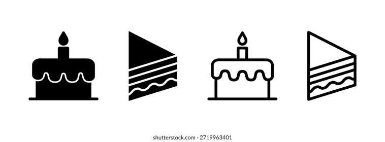 Icono de pastel Ilustración vectorial. Señal de la torta y símbolo. Icono de pastel de cumpleaños