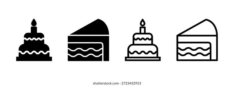 Icono de pastel Ilustración vectorial. Señal de la torta y símbolo. Icono de pastel de cumpleaños