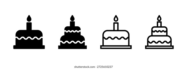Icono de pastel Ilustración vectorial. Señal de la torta y símbolo. Icono de pastel de cumpleaños