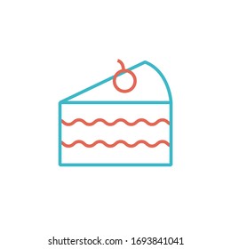 cake icon vector illustration with two color line style. isolated on white background