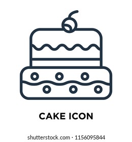 Cake icon vector isolated on white background, Cake transparent sign , thin symbols or lined elements in outline style
