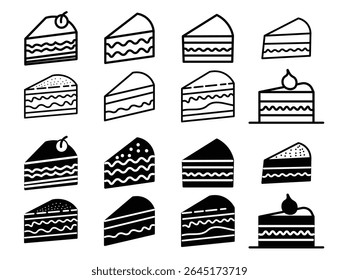Cake icon vector isolated on white background. Cake icon set illustration. Cake sign and symbol. sweet cake dessert icon vector sign