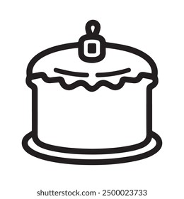 Cake icon vector line art illustration.