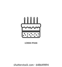Cake icon vector. Icon of cake on white/ black background for different types of design