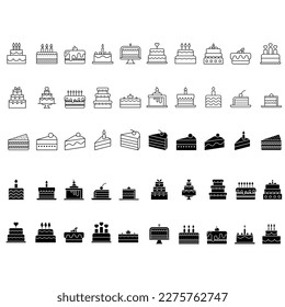 Cake icon vector set. dessert illustration sign collection. sweet symbol or logo.