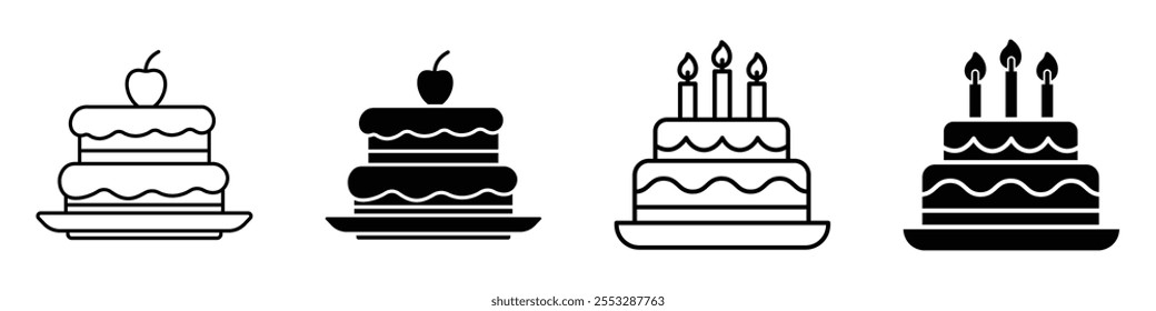 Cake icon vector set. EPS10