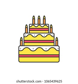 Cake icon vector. Cake sign on white background. Cake icon for web and app