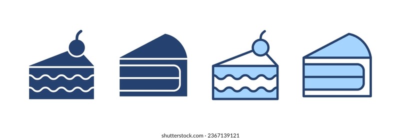 Vector de icono de tarta. Símbolo y signo de torta. Icono de pastel de cumpleaños