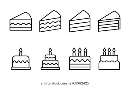 Icono de pastel Vector. Señal de la torta y símbolo. Icono de pastel de cumpleaños