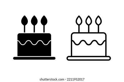 Cake icon vector for web and mobile app. Cake sign and symbol. Birthday cake icon