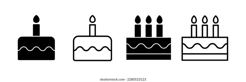 Cake icon vector for web and mobile app. Cake sign and symbol. Birthday cake icon
