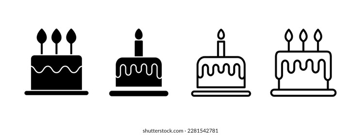 Cake icon vector for web and mobile app. Cake sign and symbol. Birthday cake icon