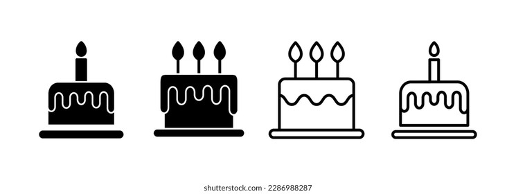 Cake icon vector for web and mobile app. Cake sign and symbol. Birthday cake icon