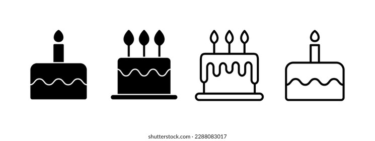 Cake icon vector for web and mobile app. Cake sign and symbol. Birthday cake icon