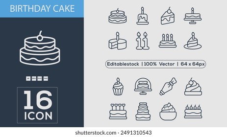 Vector de ícono de pastel para Web y App móvil. Signo y símbolo de pastel. Icono de pastel de cumpleaños