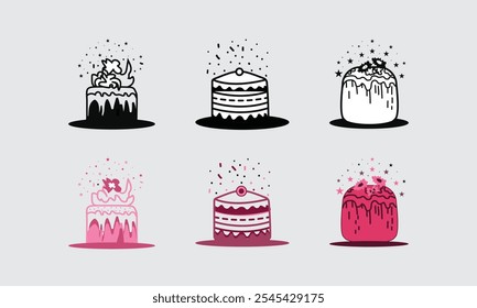 Cake icon vector for web and mobile app and Birthday Cake Line Icon.